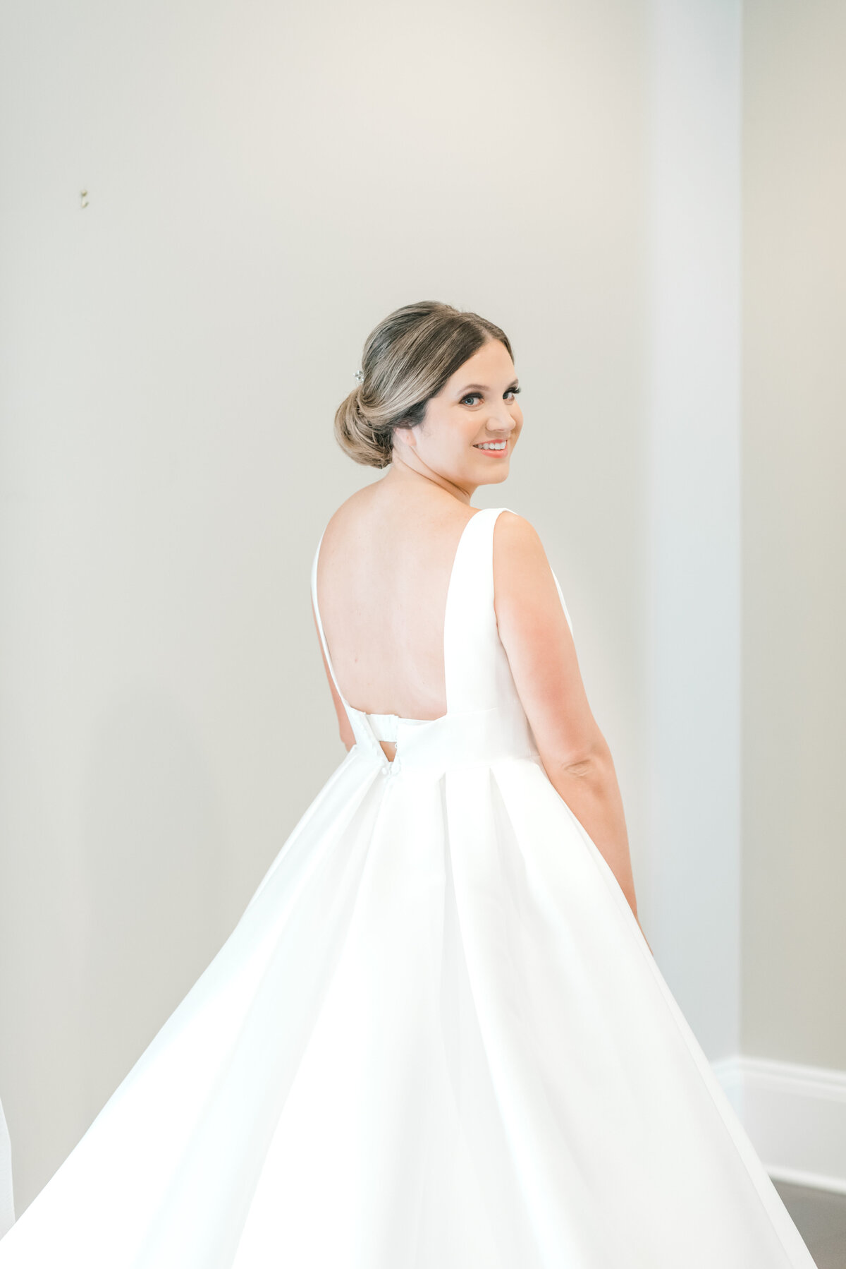 bride looking over her shoulder