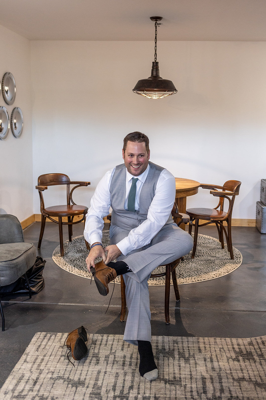 Groom Getting ready at Liljebeck farms woodinville wa