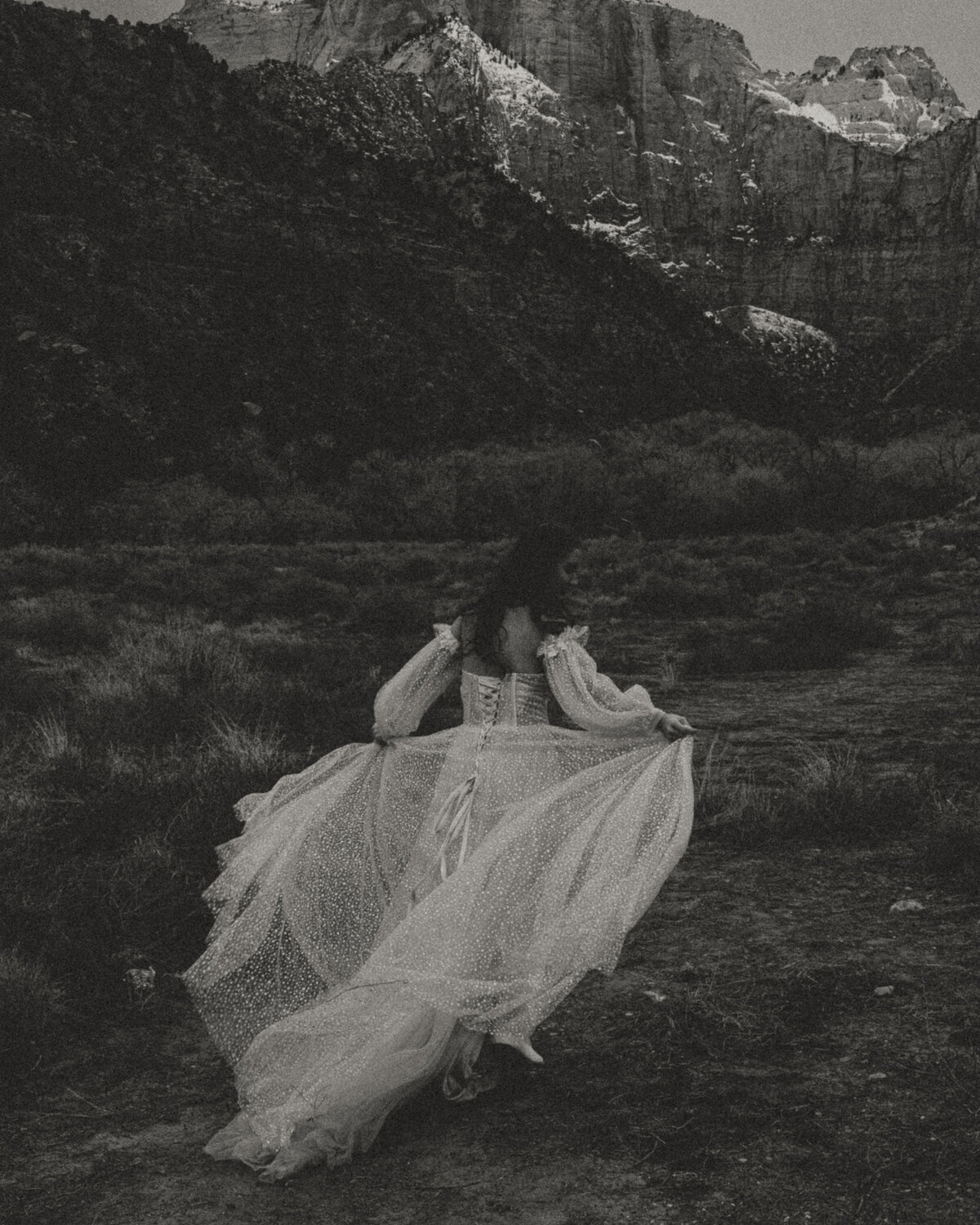 bride-running-polka-dot-wedding-dress-zion