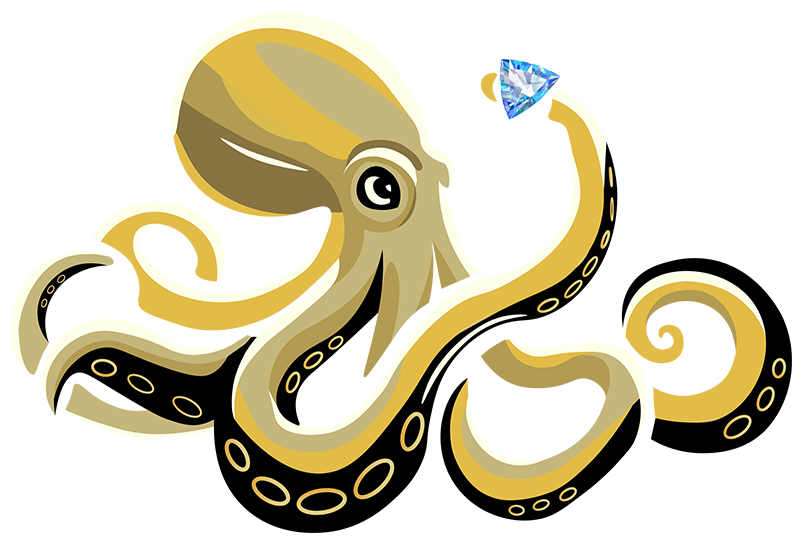Octopus holding a diamond