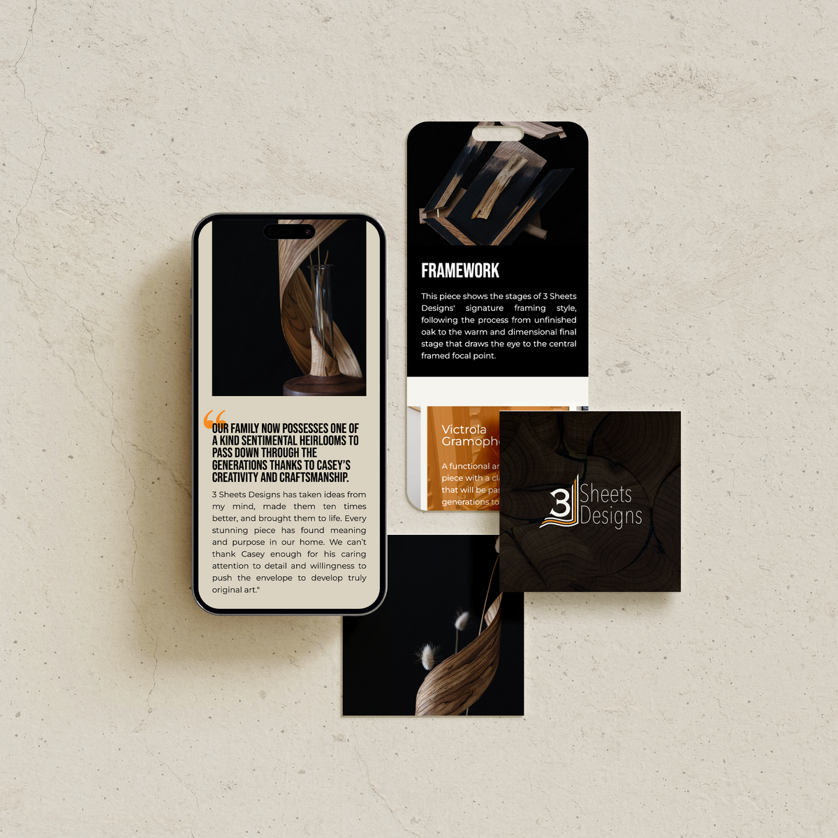 3 Sheets Designs - Showit website for a woodworker