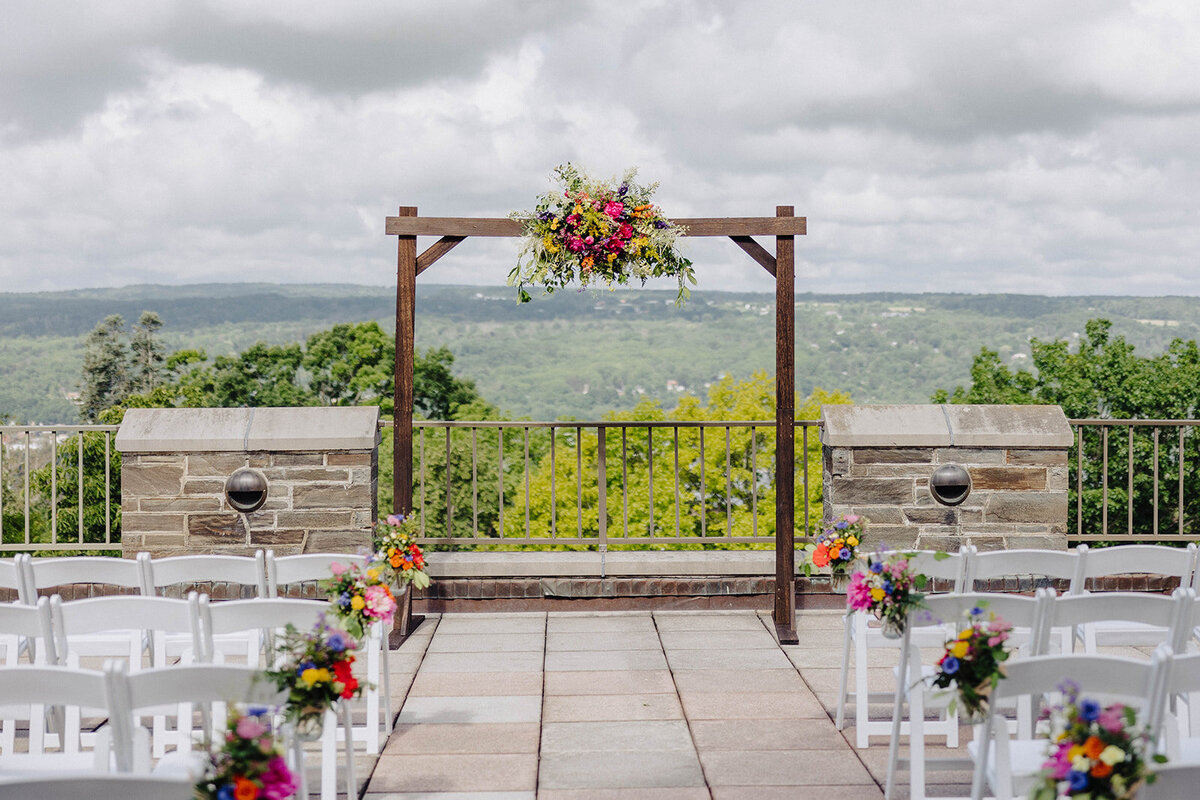 wedding ceremony set up at Cornell University