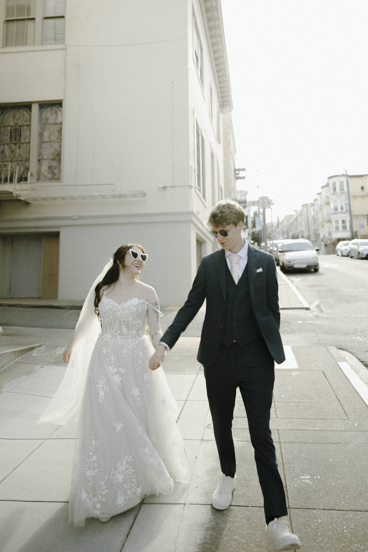 Bride and Groom in China Town in San Francisco, California