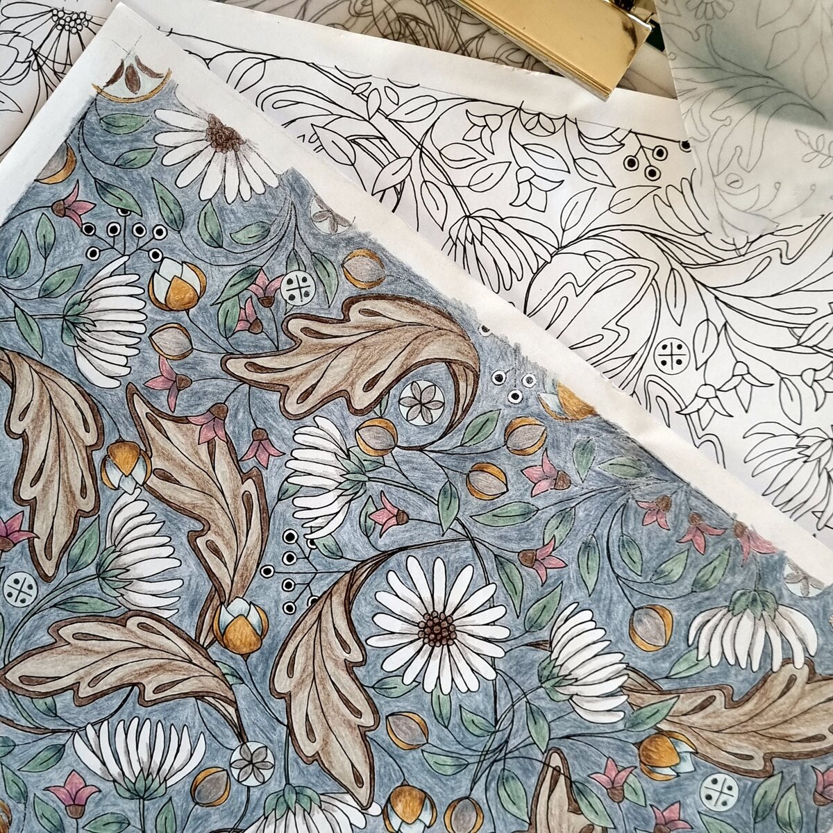 Green Acre Designs surface design sketch and colouring
