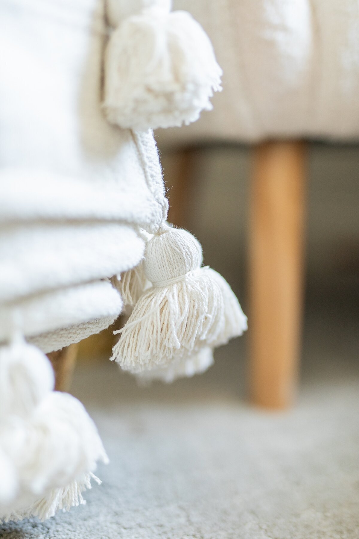 Cream blanket with tassels in Powell, California.