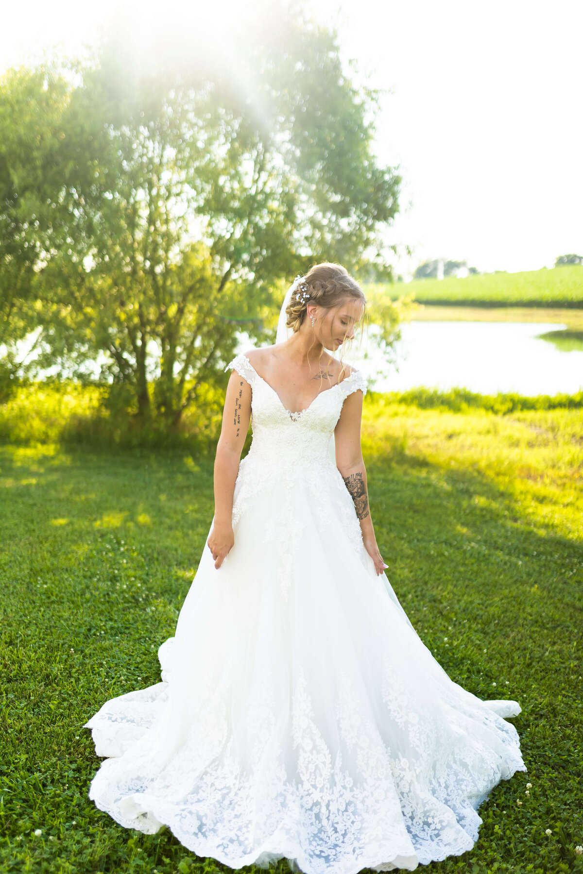 Bridal portrait in the grounds of the Ruby Cora wedding venue in Clarksville, TN
