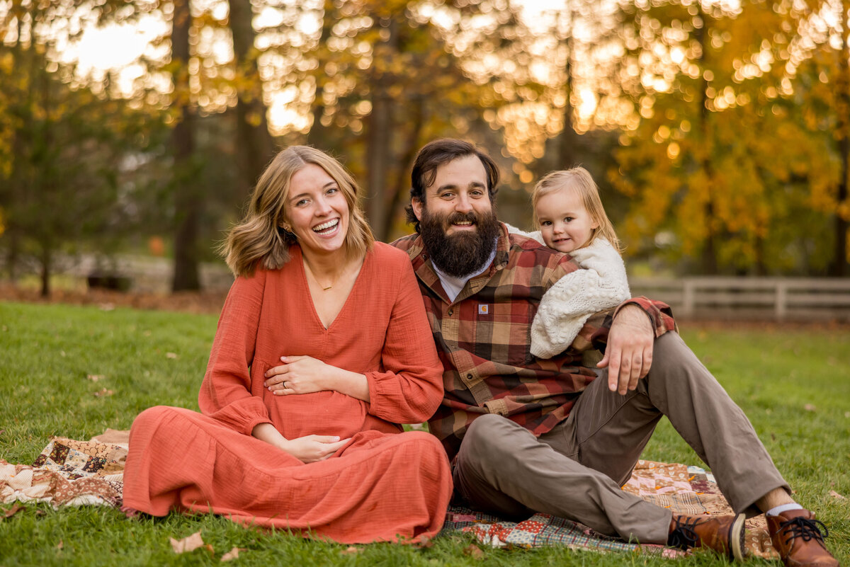 fall family maternity photos with toddler