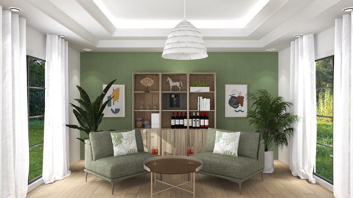 3d-rendering-green-wine-room