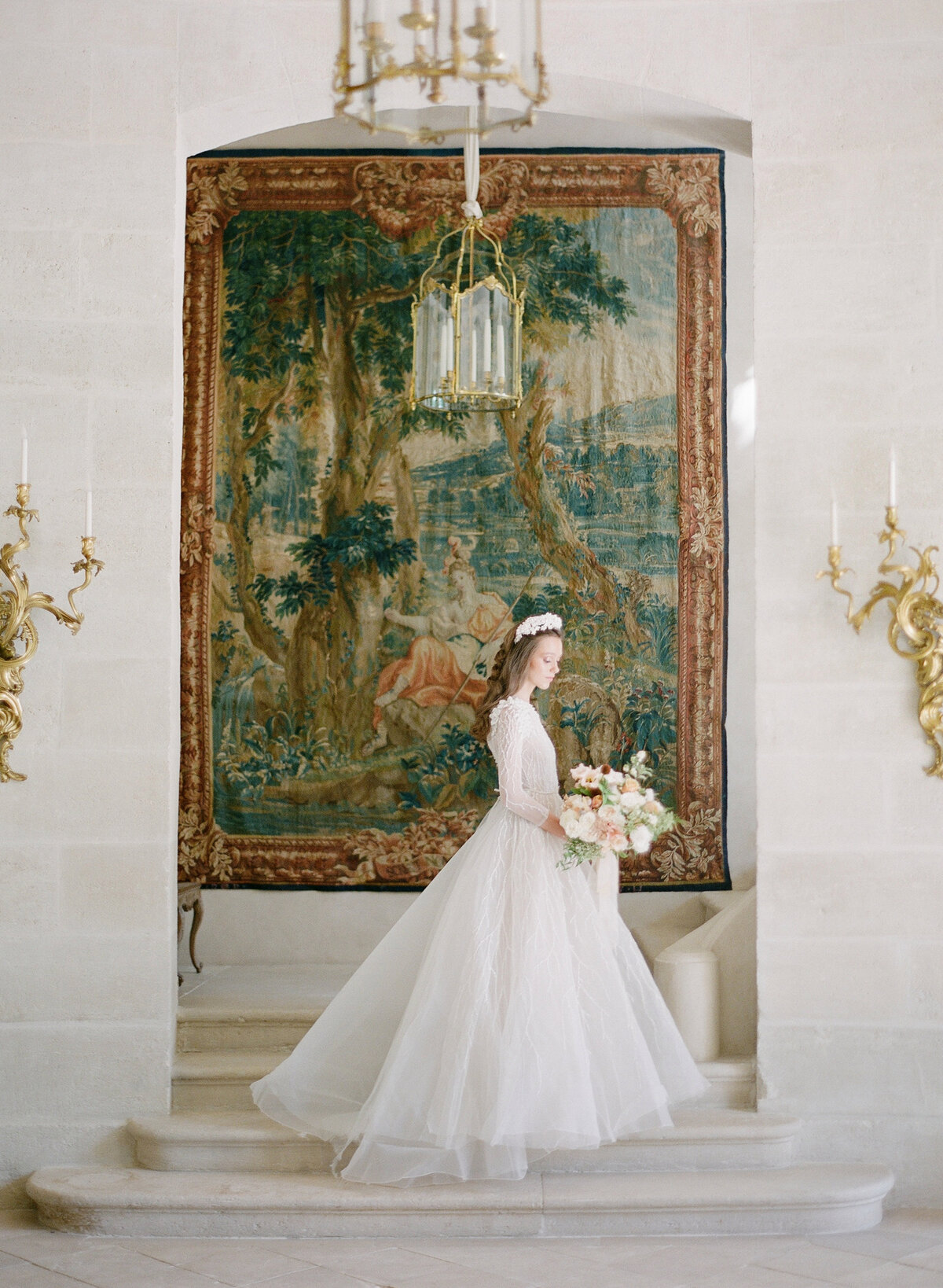 Château de Villette bride portrait in France destination wedding