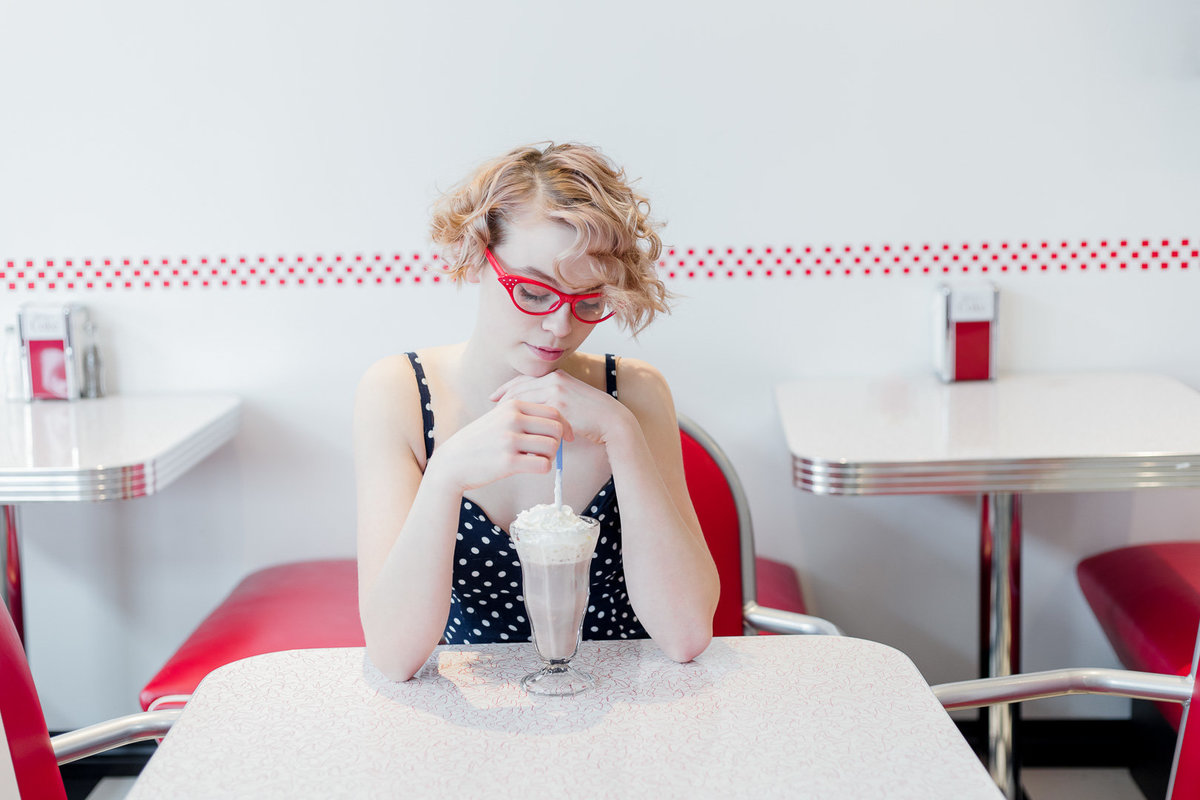 50's style  senior shoot at the blue bird