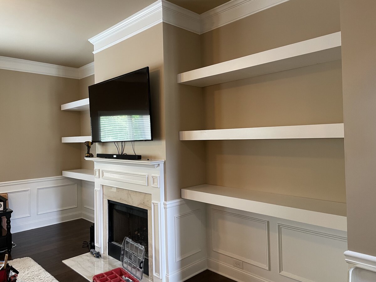 living room built in shelves custom made
