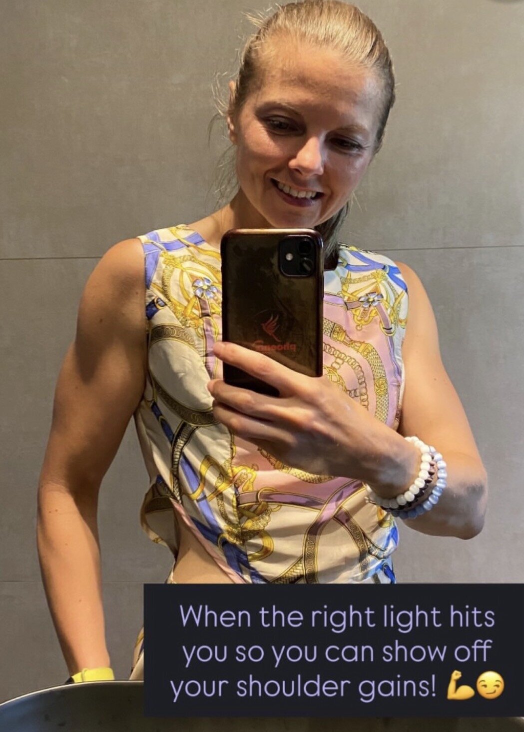 Client showing off her shoulders