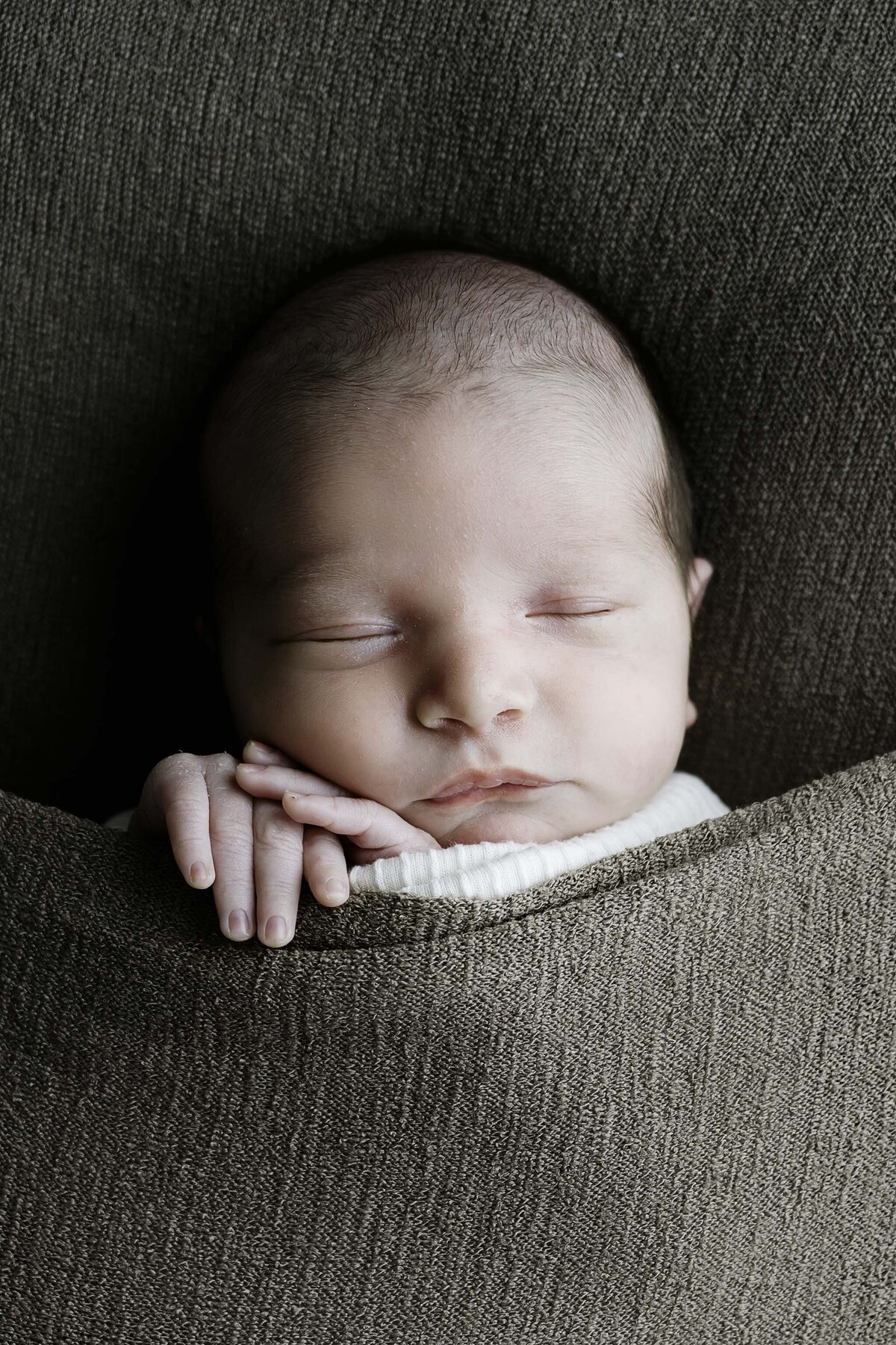 Newborn Baby Boy - brown blanket