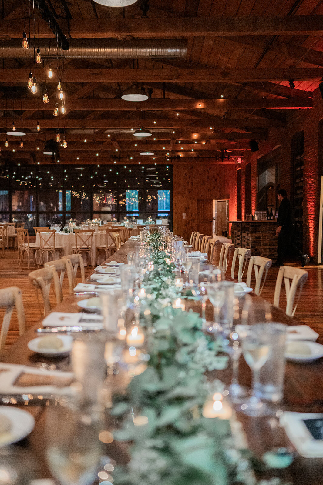 table decor at head table for city winery wedding in montgomery, ny