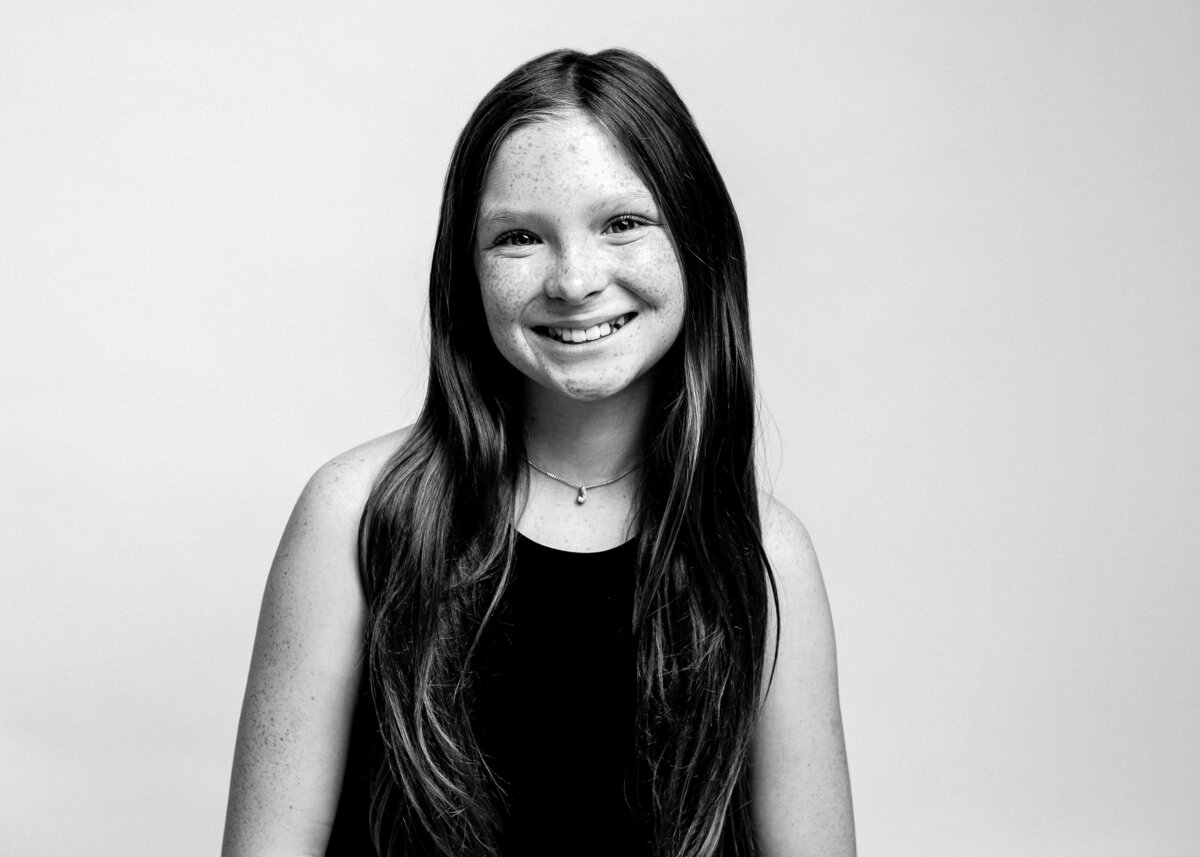 Black and White Photo of student from Class of 2025 Oakview Elementary School