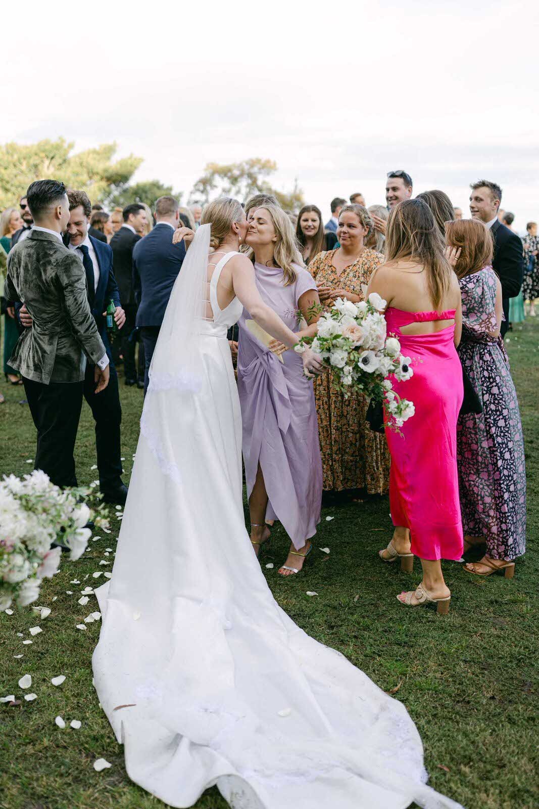 bride with the wedding guests