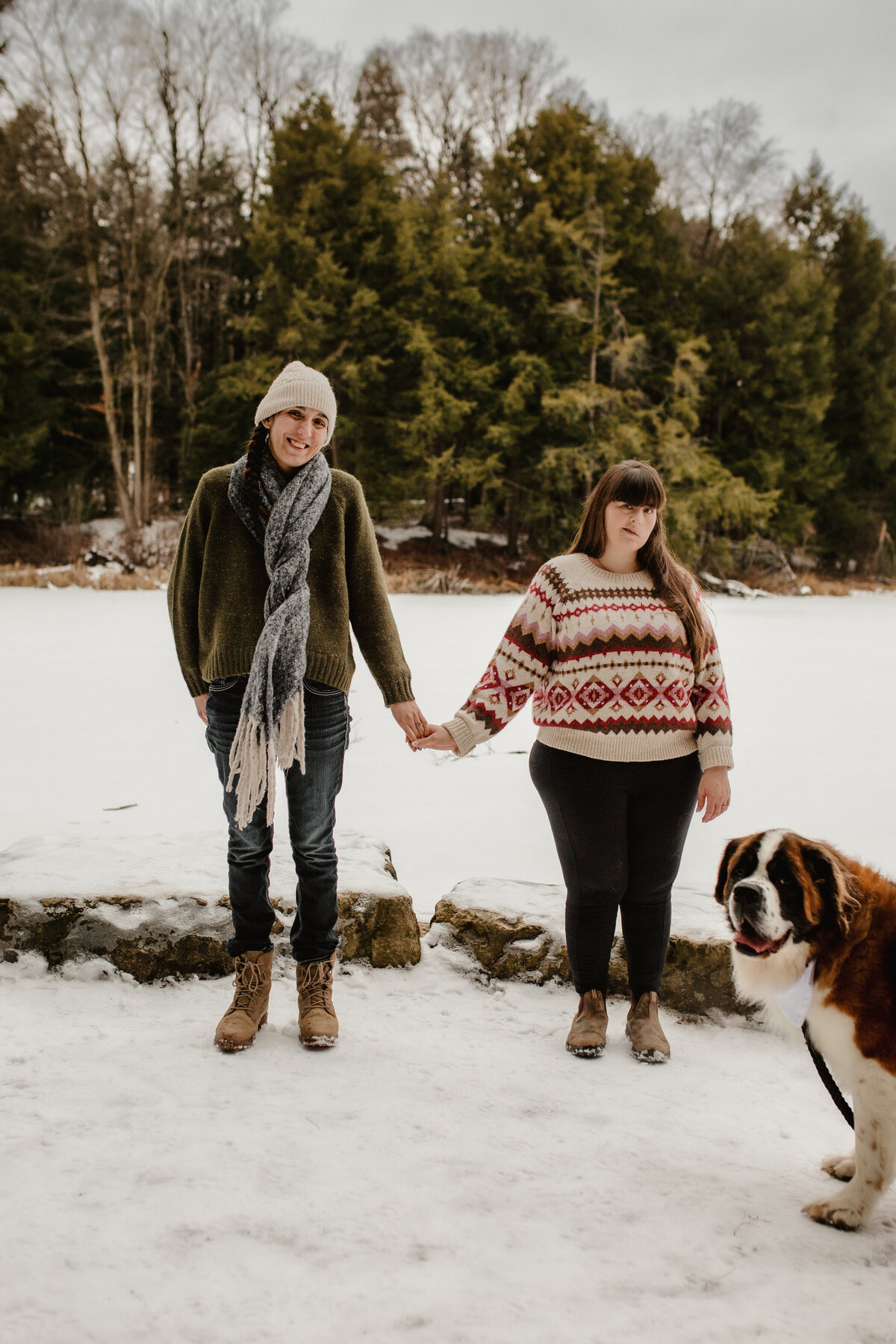 winter engagement photos queer couple Kitchener Ontario