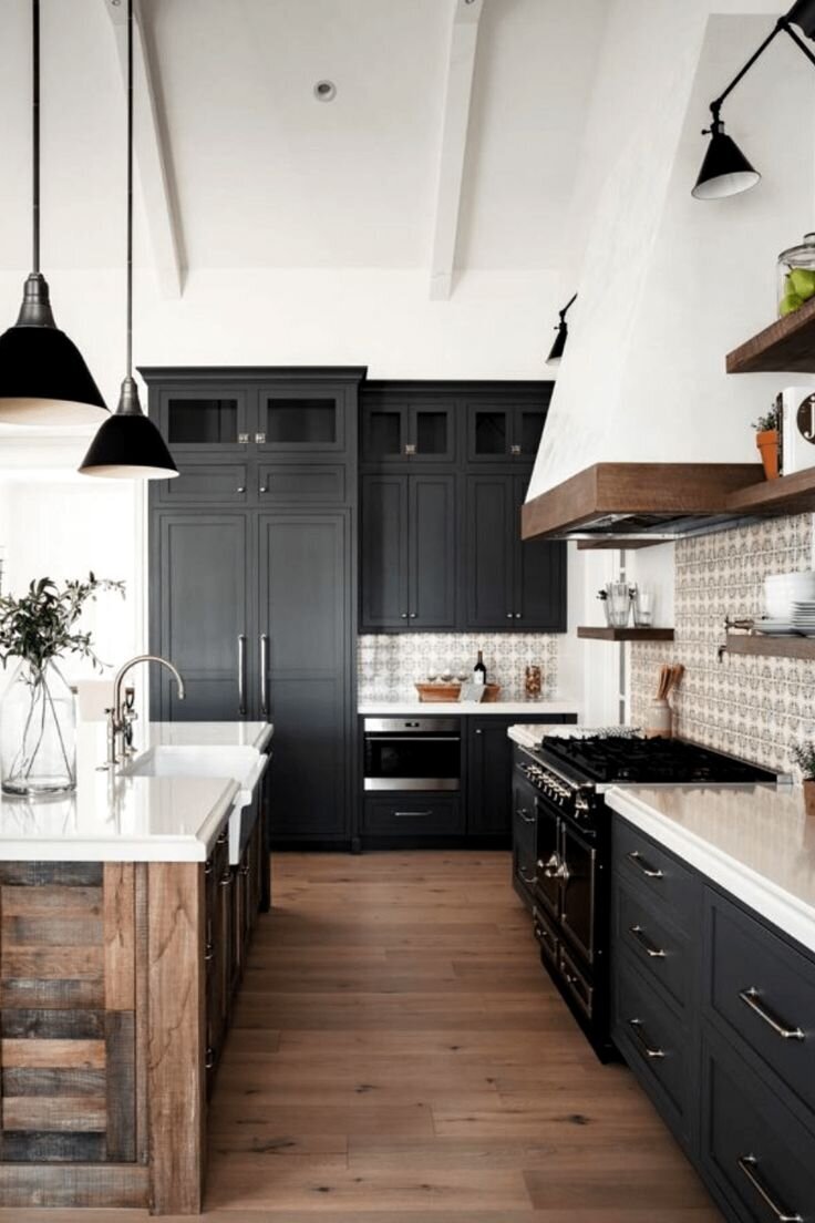 20 Black & White Modern Farmhouse Kitchens - Hey Sweet Style