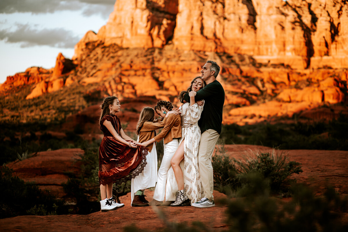 Family in the red rock