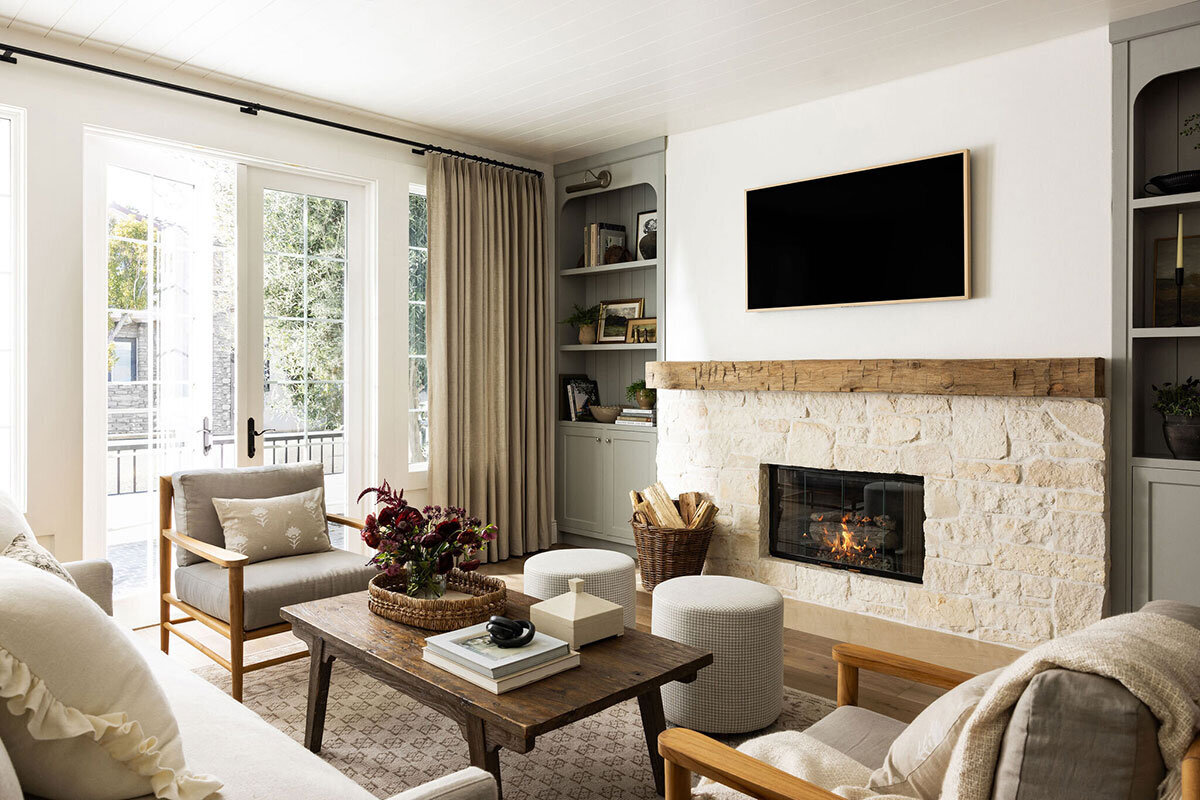 Luxe yet livable interiors showcasing warm tones and reclaimed wood elements
