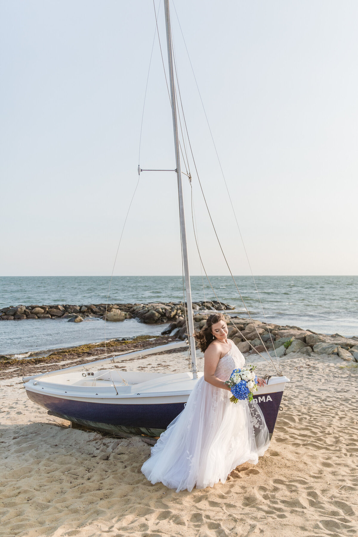 Wedding portrait of an  ethereal bride at the Light House  Inn