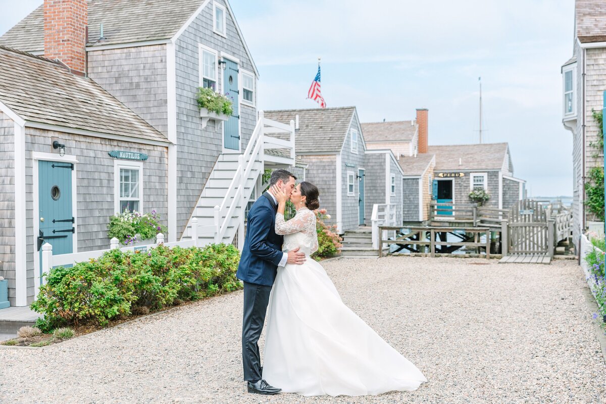 bride and groom kissing