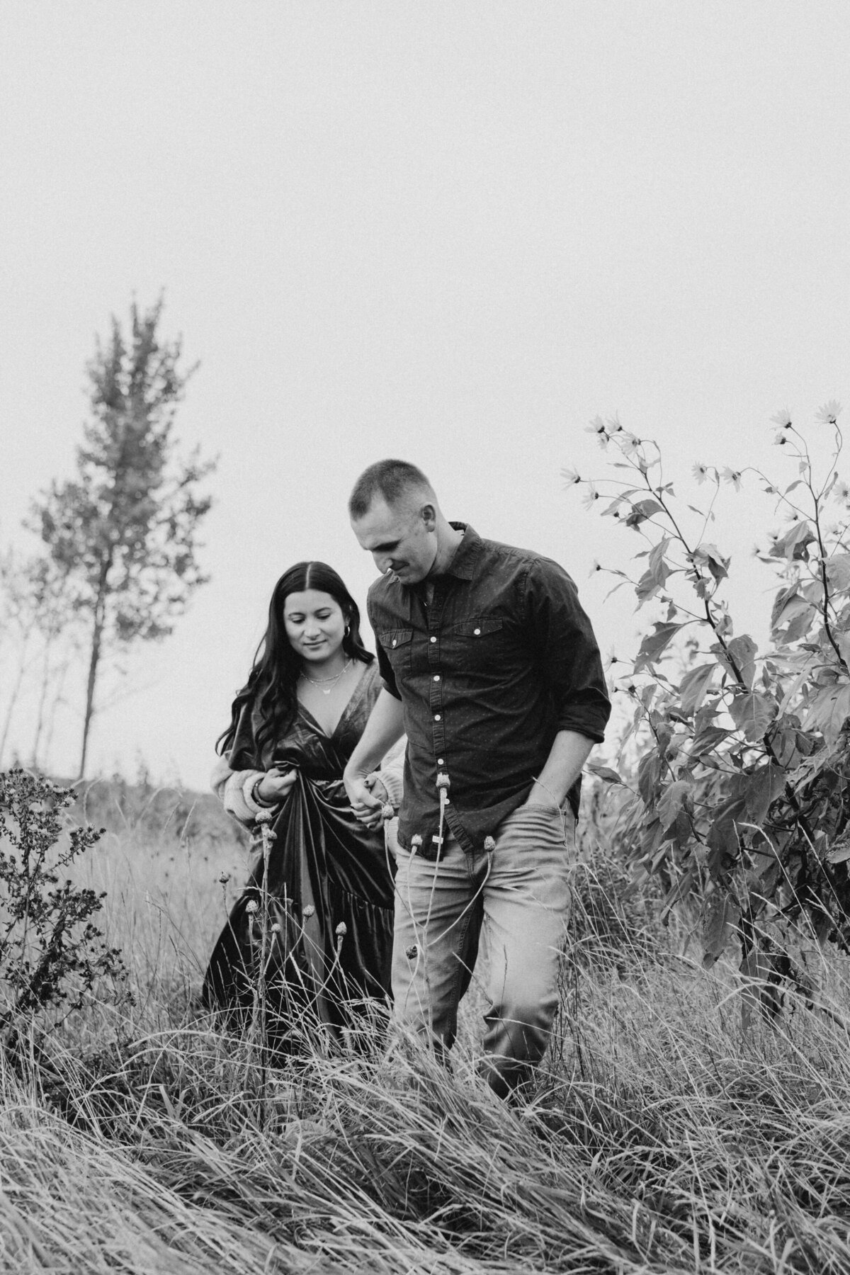 Fall couples photo session in Wisconsin flower field