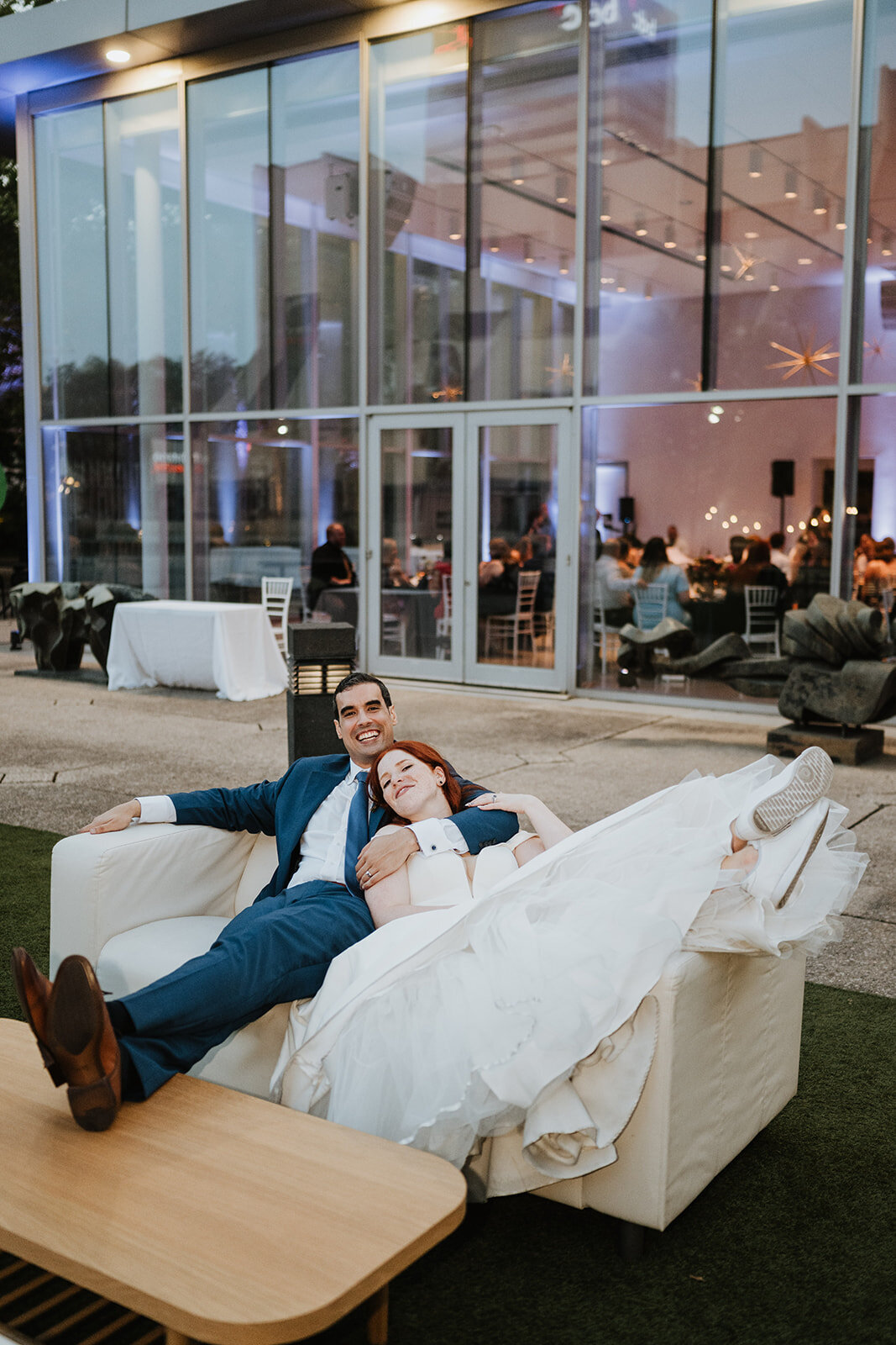 Bride and Groom on Lounge Furniture