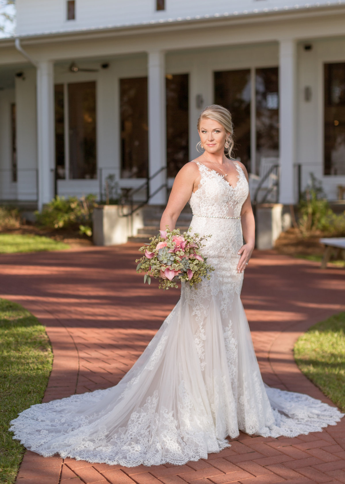 Erin Childress poses for a photo during her bridal session at The Coastal Arts Center in Orange Beach, Alabama.