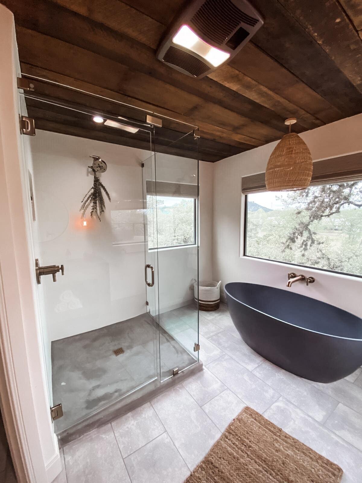 beautiful bathroom in interior designer designer home in Wimberley