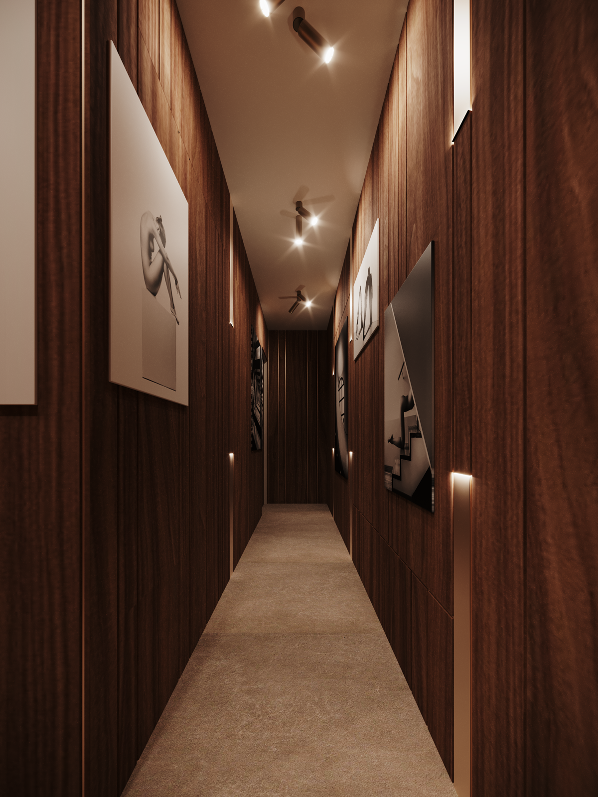 Corridor with art pieces