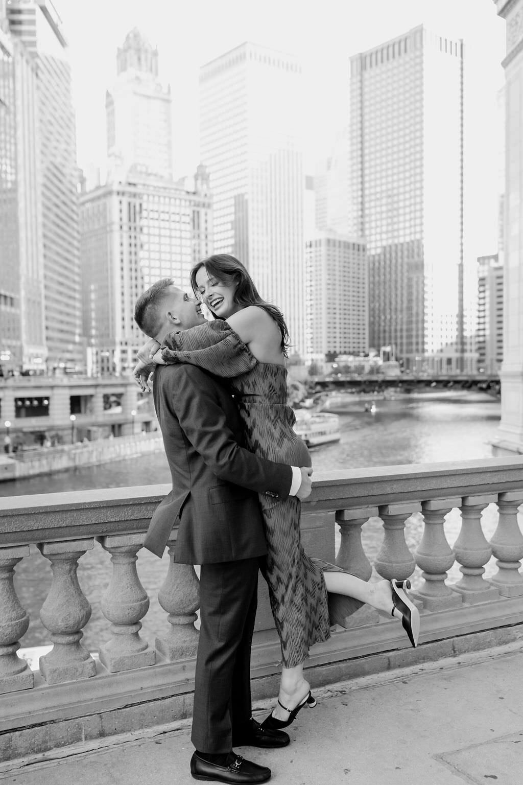 An engagement photography session at The Wrigley Building and North Ave Beach in Chicago, Illinois - 14