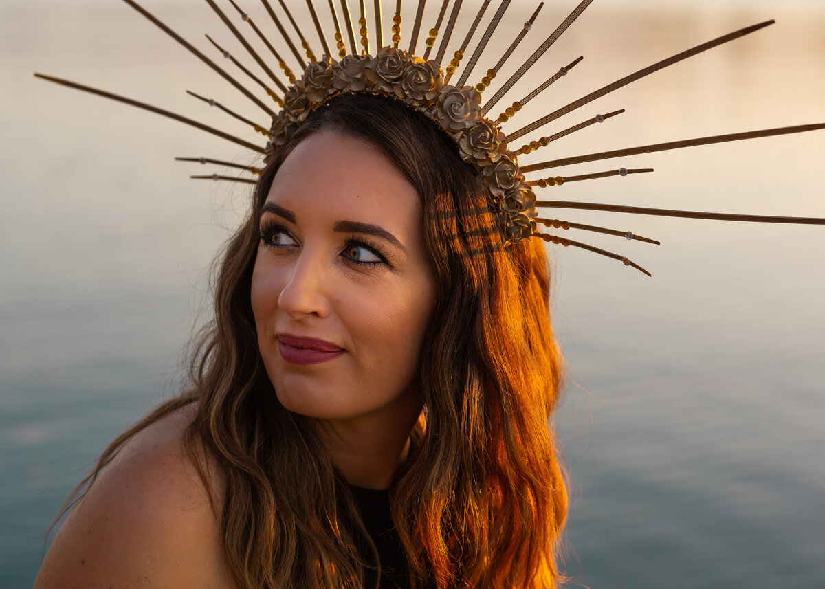 Woman water crown golden hour Canberra