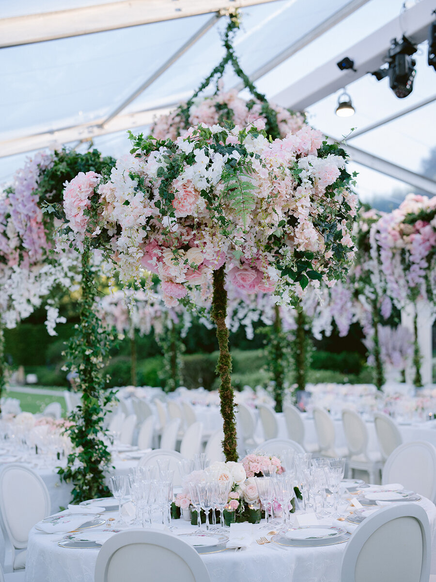Musee Rodin Wedding by Alejandra Poupel Events hanging flowers 
