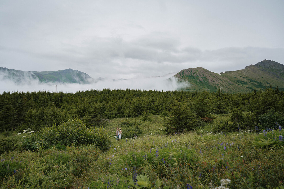 couple hiked in the forest