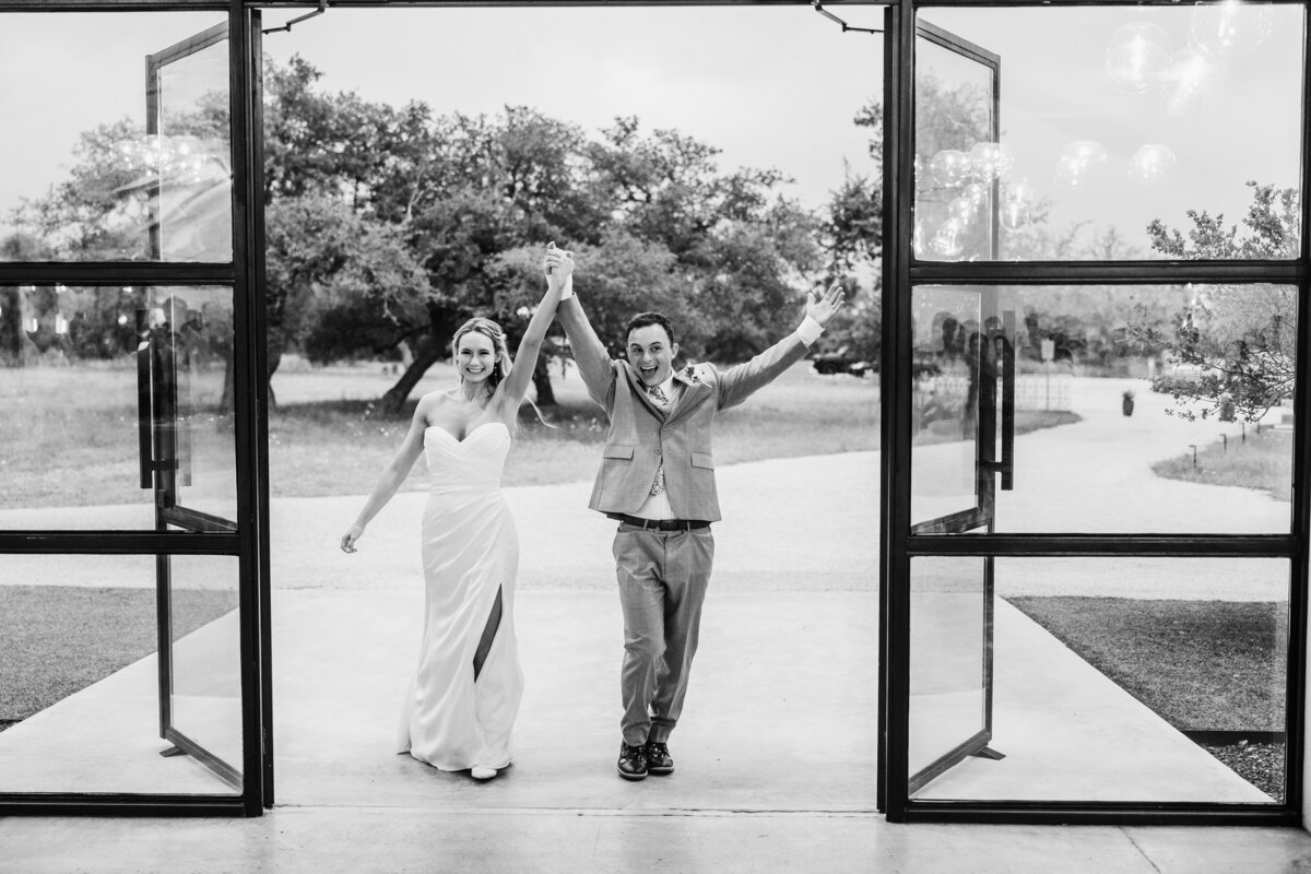 bride and groom grand entrance at maes ridge