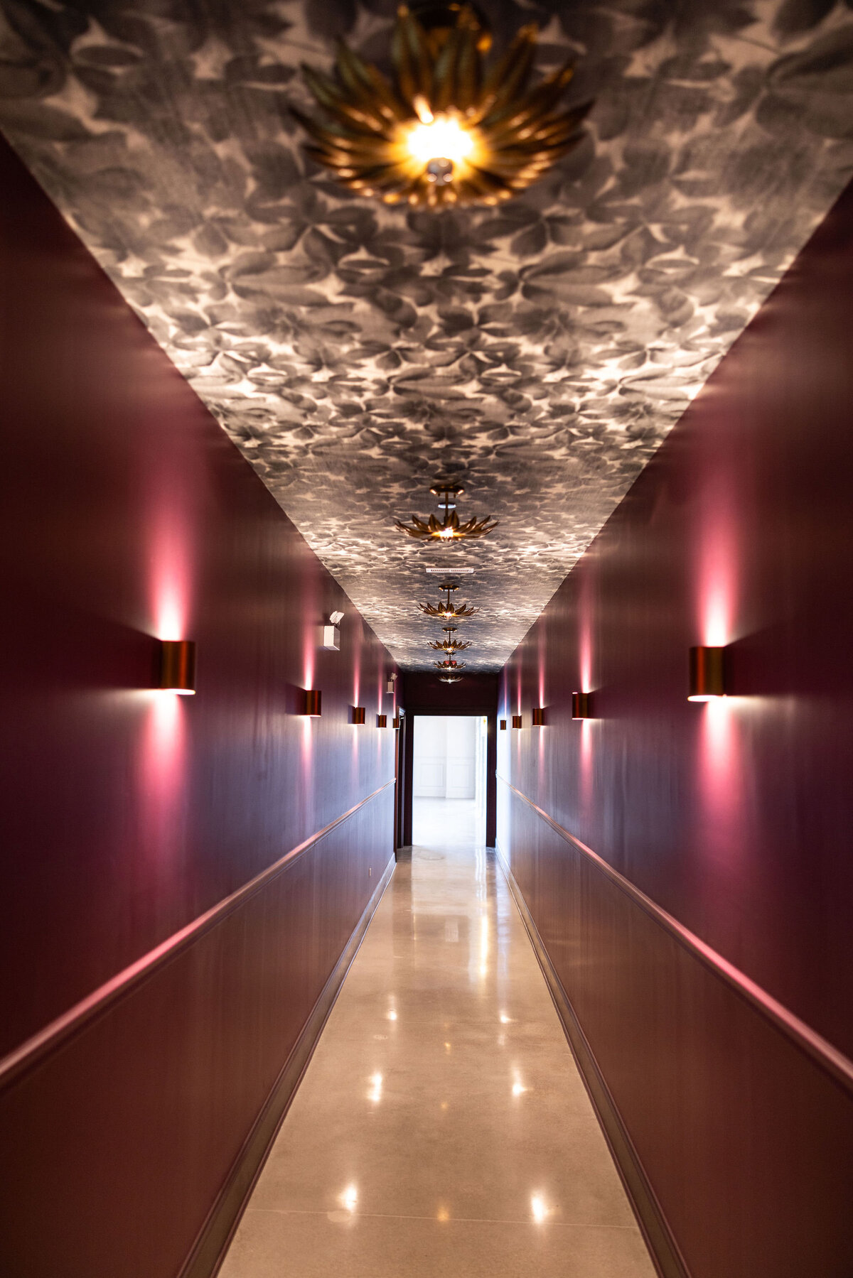 perfect photo opportunity for couples and clients in sexy and moody hallway of Happy Hour space