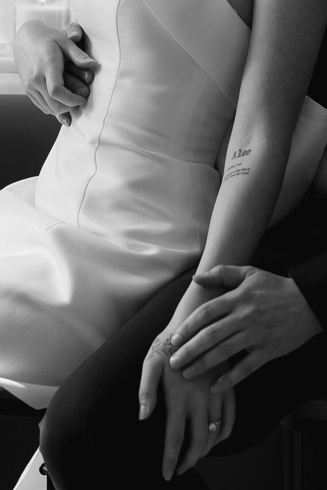 fiance's holding hands at engagement session 