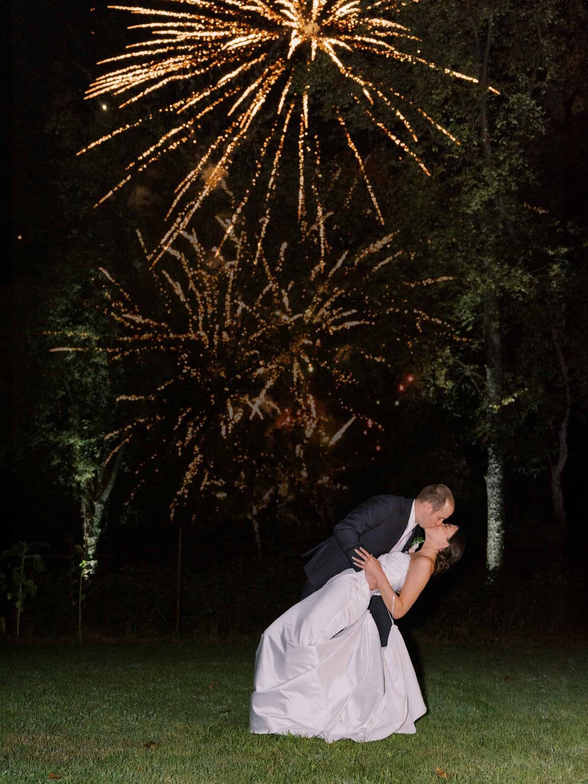 Fireworks to end the reception at private estate wedding.