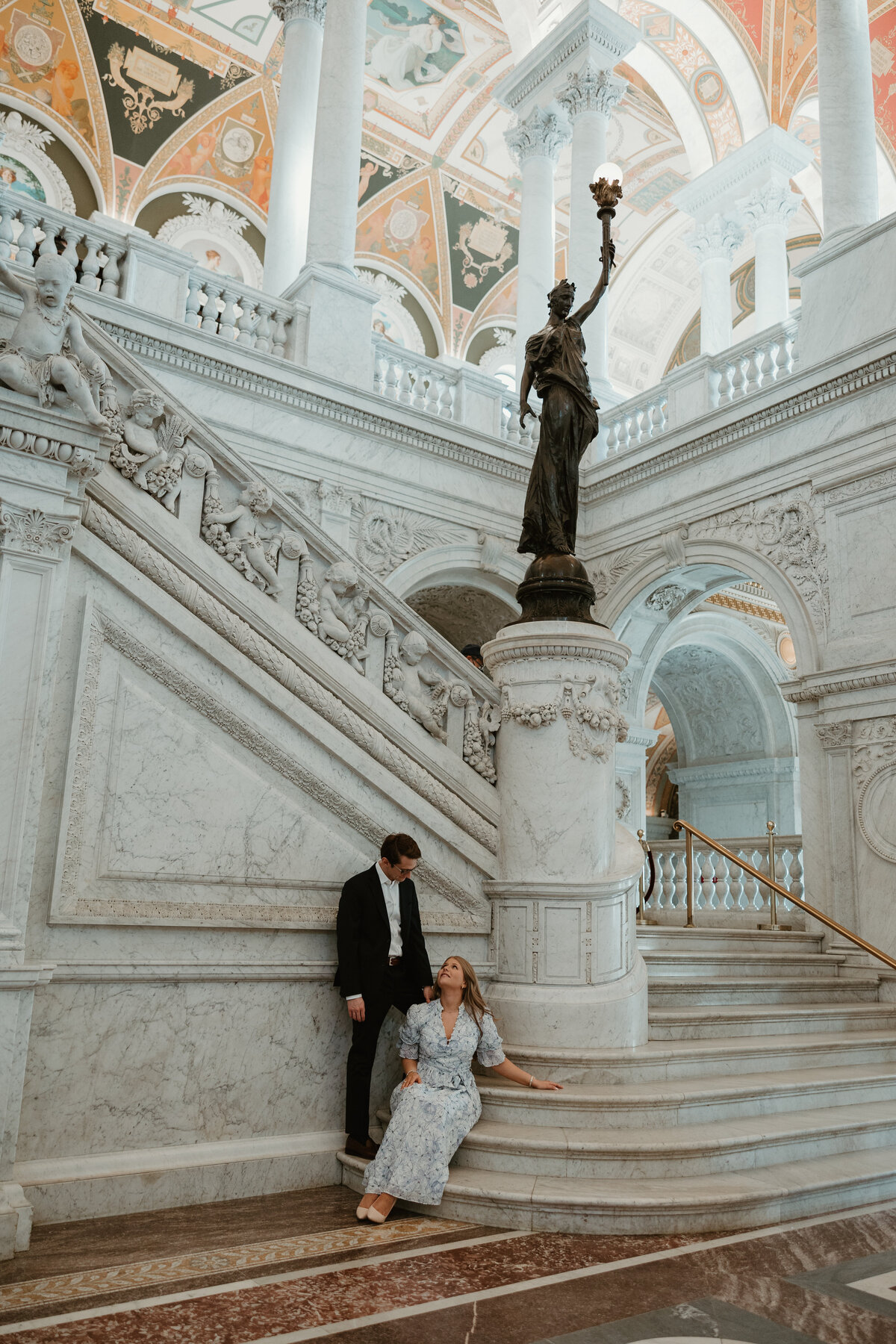Engagement session at the National Gallery of Art in DC