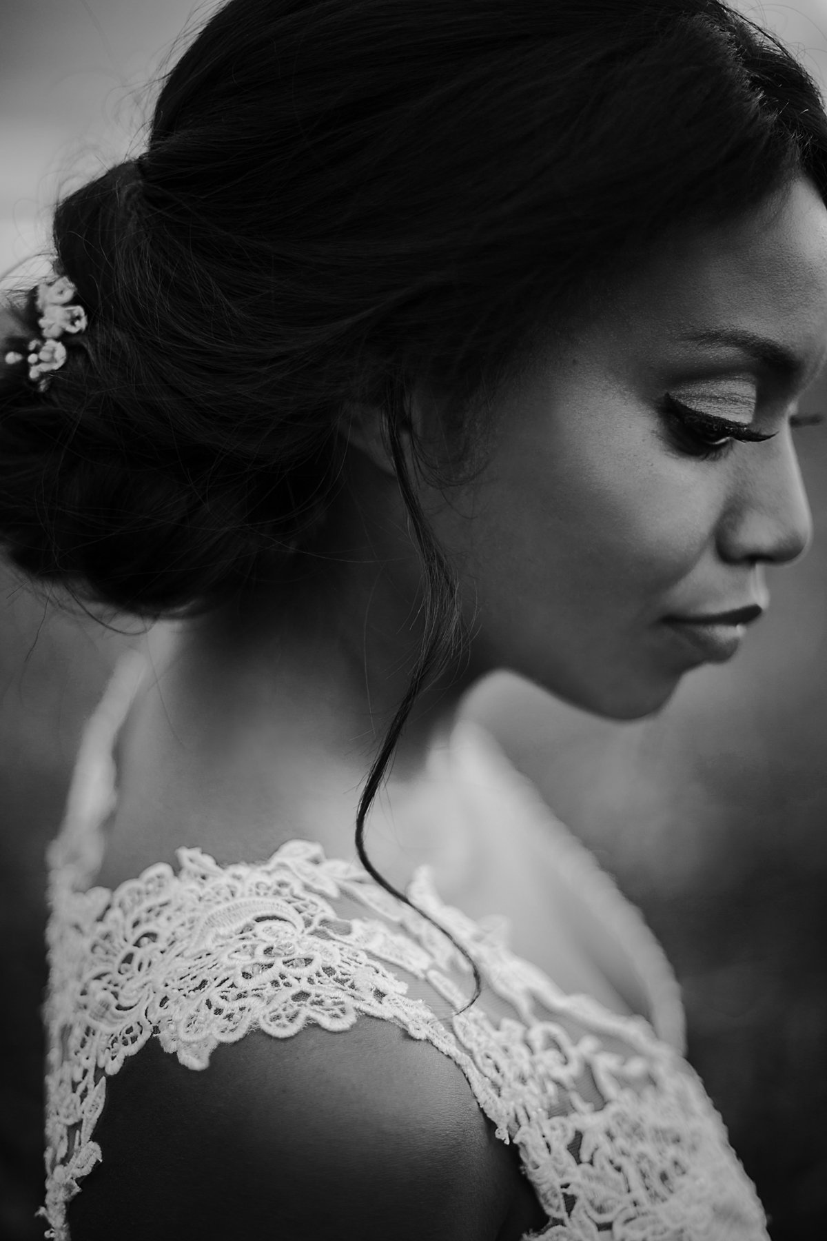Charlotte wedding photographer Jamie Lucido creates a timeless black and white portrait of a bride