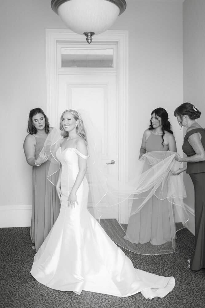 bride and bridesmaids getting ready - Wadsworth Mansion wedding photographer Rachel Girouard