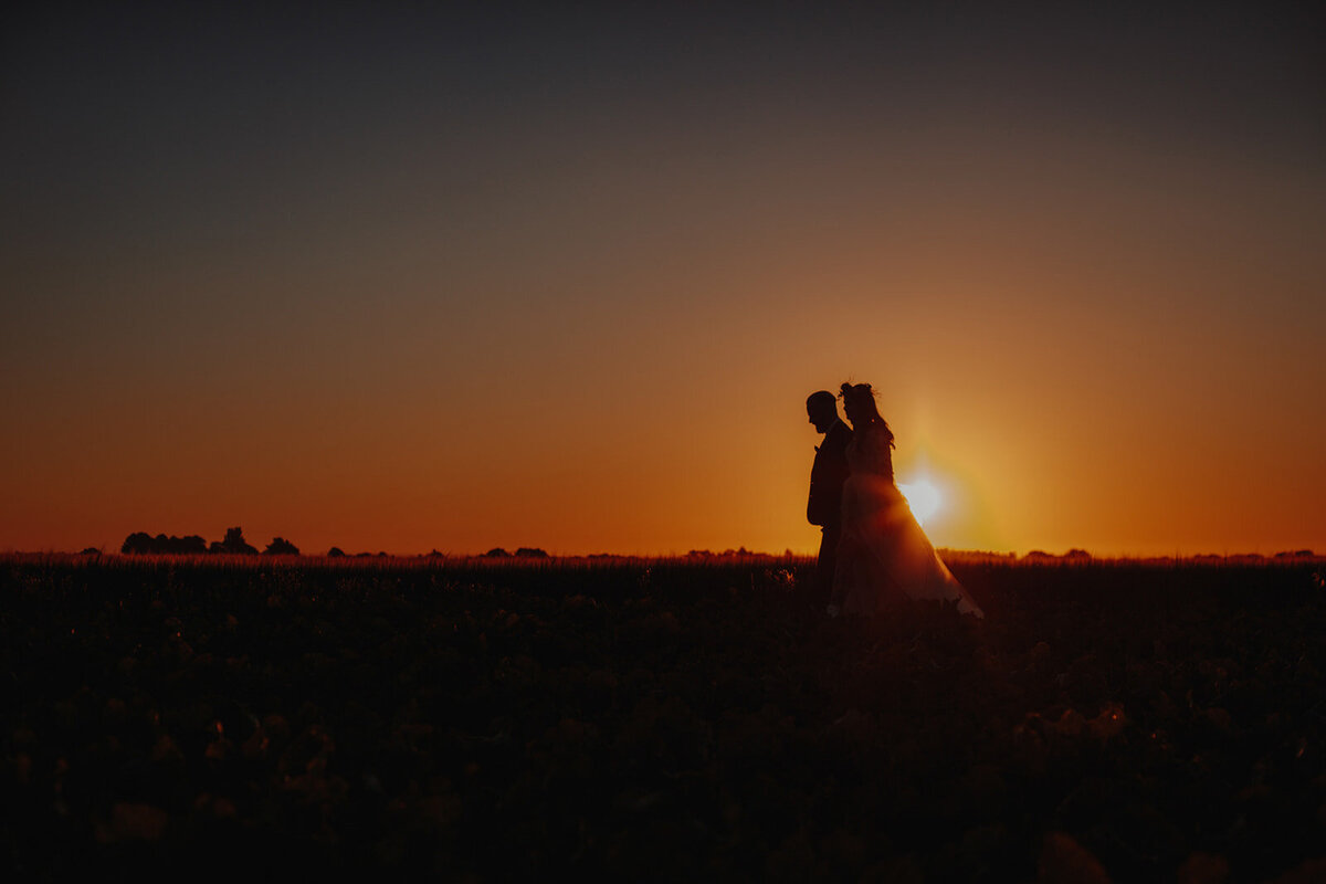 Sunset Wedding Photo - Barmbyfield Barns Wedding - Alternative Wedding Photography