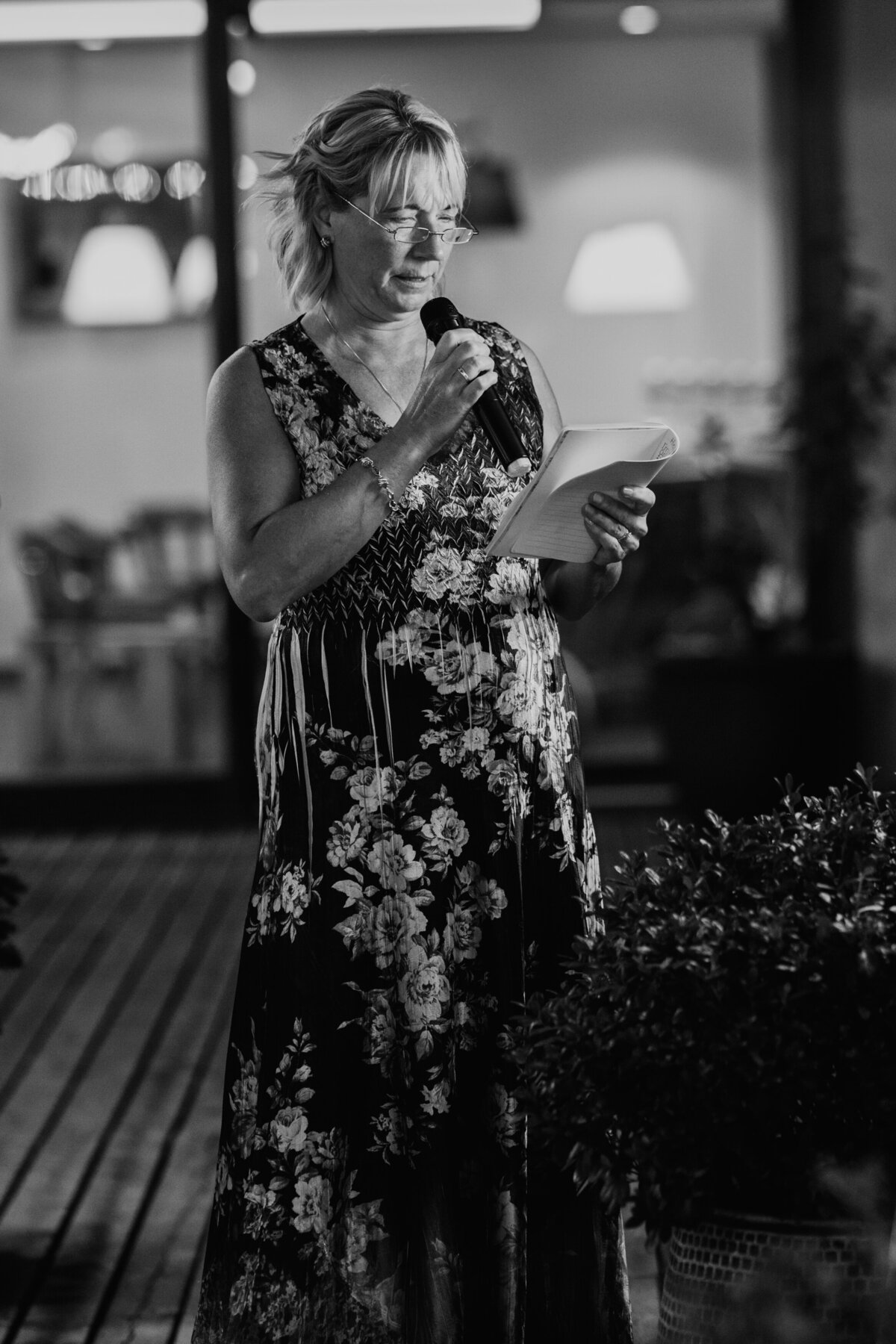 Wedding guest giving emotional speech