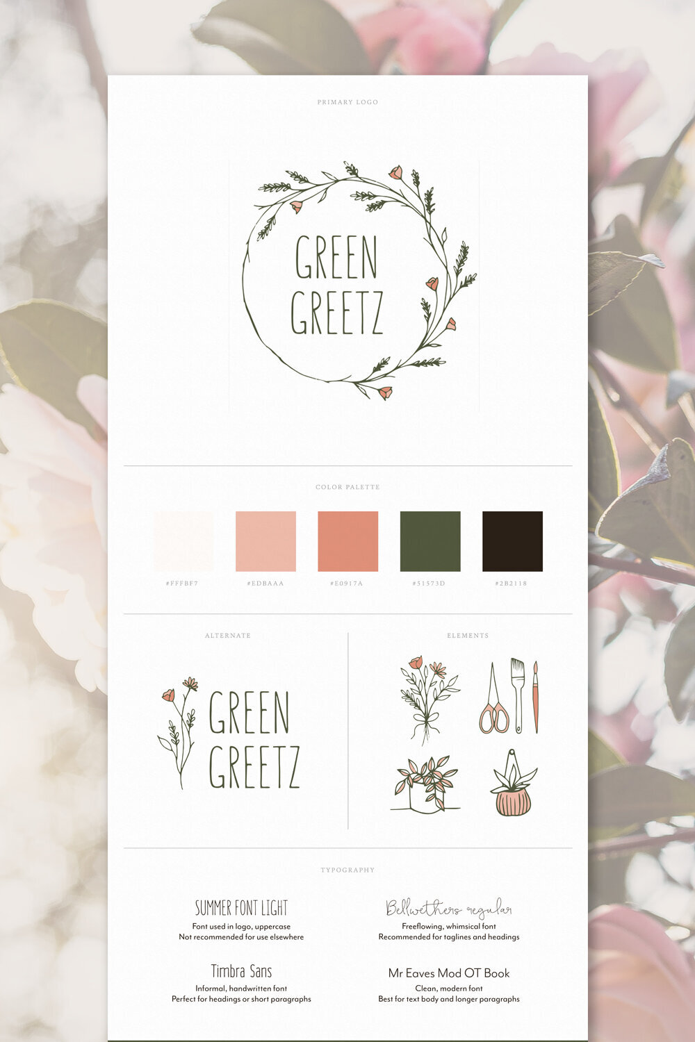 brand style guide for florist