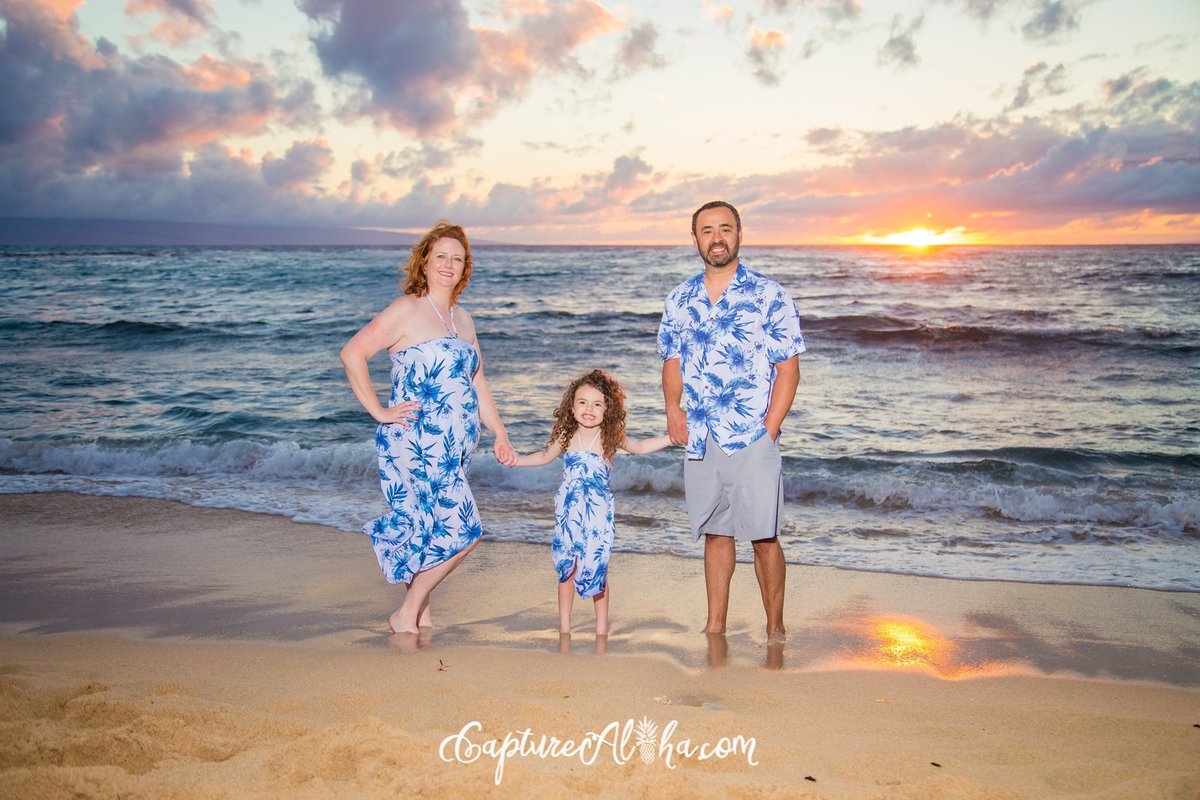 Maui Family Photography at Kapalua Bay Beach at Sunset