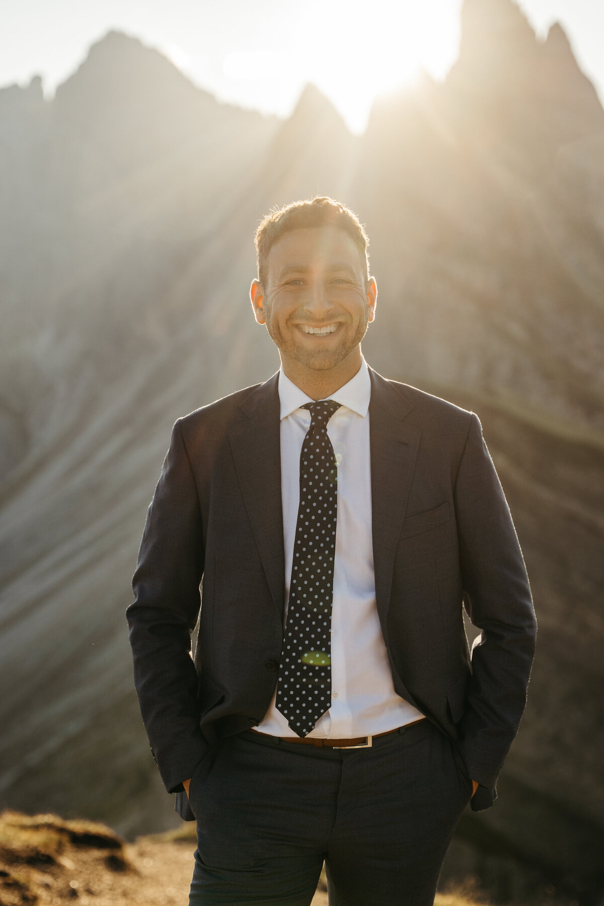 Groom portrait in Dolomites Wedding