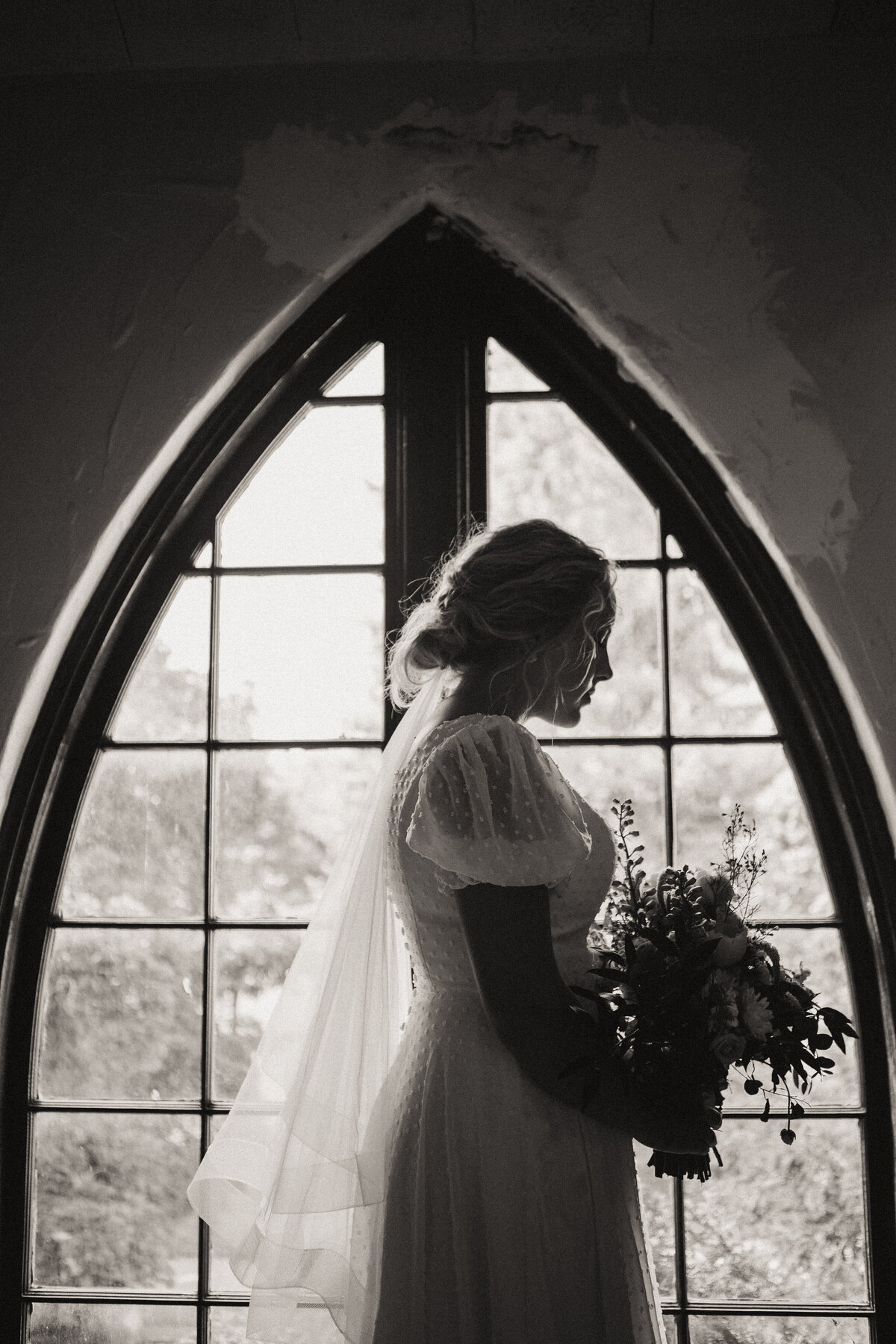 silhouette bridal portrait
