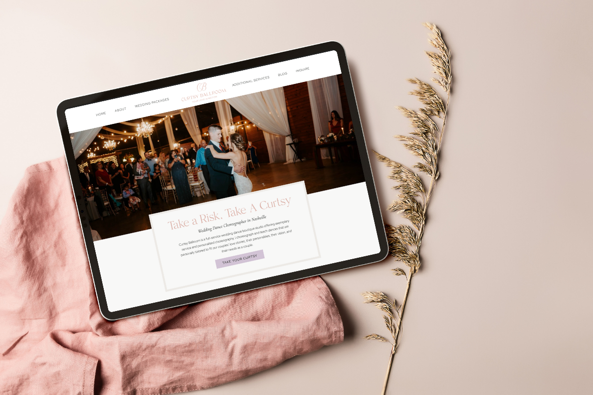 Showit website design of Curtsy Ballroom, a Wedding Dance Choreographer in Nashville
