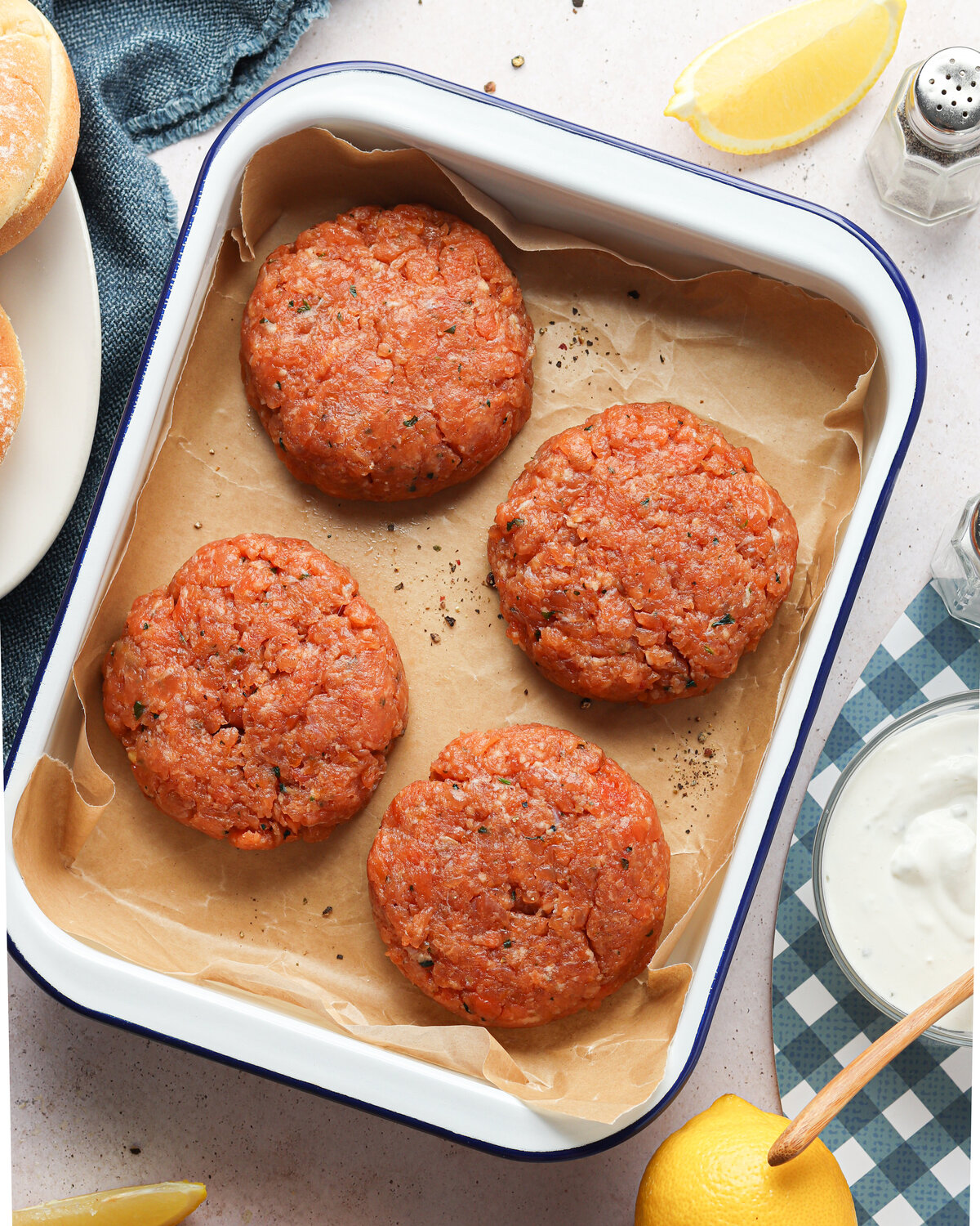 a pan of burger patties